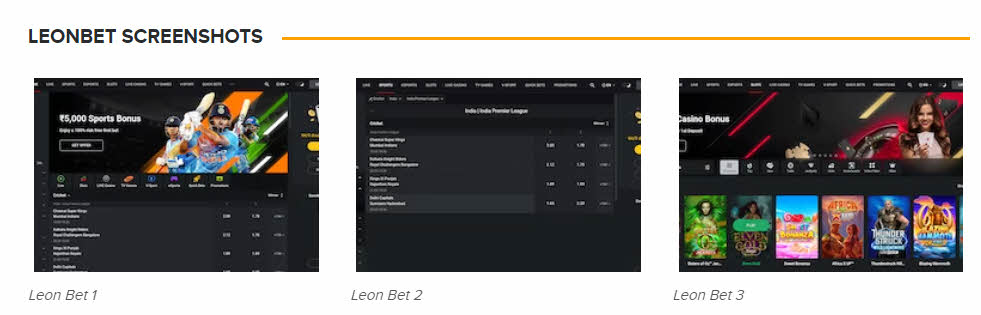 LeonBet web interface