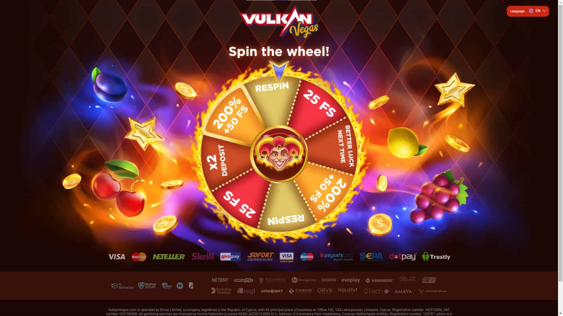 Vulkan Vegas Homepage