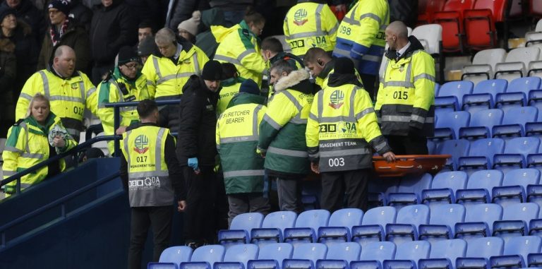 A fan suffered cardiac arrest at an English match and passed away in the hospital